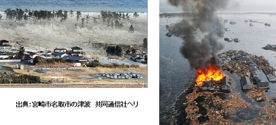 出典:宮崎市名取市の津波 共同通信社ヘリ