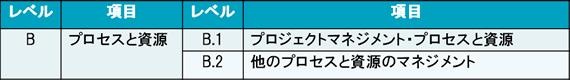 表2　プロセスと資源エリアの評価基準