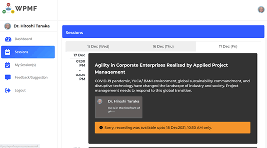 第3回WPMF大会 3日目基調講演 ”Agility in Corporate Enterprises Realized by Applied Project Management”