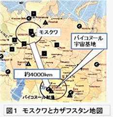 図1 モスクワとカザフスタン地図